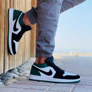 جردن وان وایت بلک گرین Jordan 1 Low White Black Mystic Green