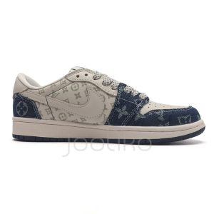 ایر جردن وان لویی ویتون LV Nike Jordan 1 Low x Travis Scott Fragment Denim Navy