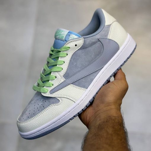 نایک ایرجردن وان لو Nike Air Jordan 1 Low Cool Grey طوسی متمایل به آبی / سفید