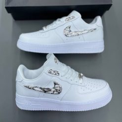 نایک ایرفورس وان لوگو نقره ای فلزی Nike Air Force 1 Low Liquid Metal Swoosh