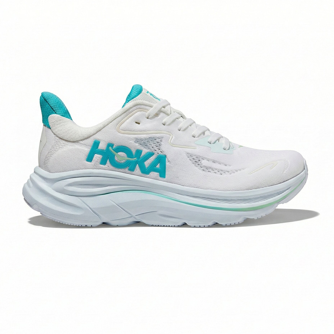 کفش هوکا کلیفتون 10 سبزآبی سفید Hoka Clifton 10 White Cielo Blue 1162031-WTCL